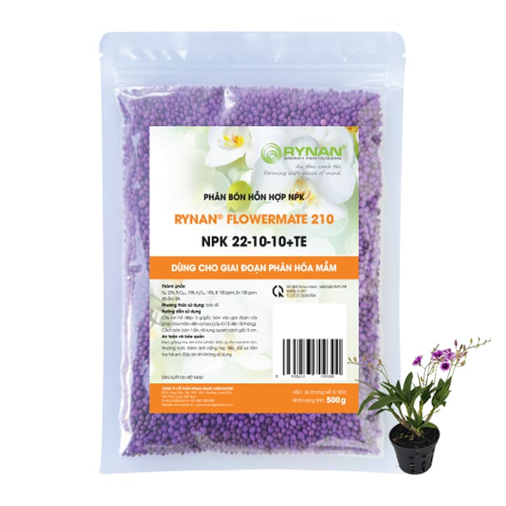Phân Tan Chậm Rynan 210 NPK 22-10-10+TE túi 500g缩略图